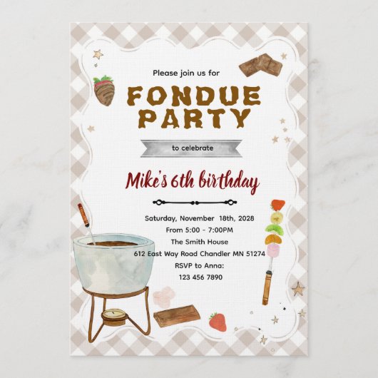 Chocolade Fondue Uitnodiging (Voorkant)