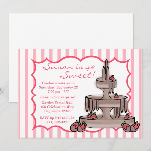 Chocolade Fontein Verjaardag Kaart (Voorkant / Achterkant)