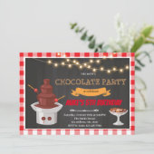 Chocolade fontein verjaardag thema uitnodiging (Staand voorkant)
