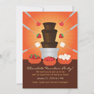 Chocolade Fountain Fondue Party Invitation Kaart
