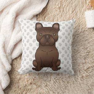 Chocolade Franse Bulldog / Franse Bulldog Hond & P Kussen
