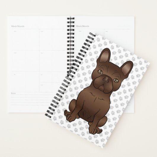 Chocolade Franse Bulldog / Franse Bulldog Hond & P Planner (Display)