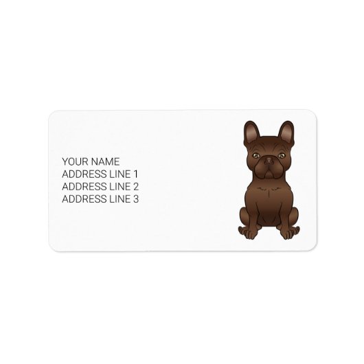 Chocolade Franse Bulldog / Franse Bulldog & Tekst Etiket (Voorkant)