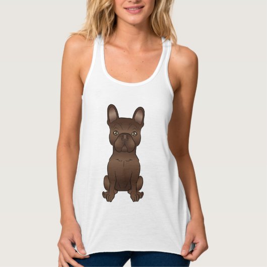 Chocolade Franse Bulldog / Franse Cartoonhond Tanktop (Voorkant)