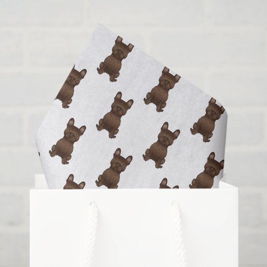 Chocolade Franse Bulldog / Frenchie Hond Patroon Tissuepapier (Cadeauzakje)