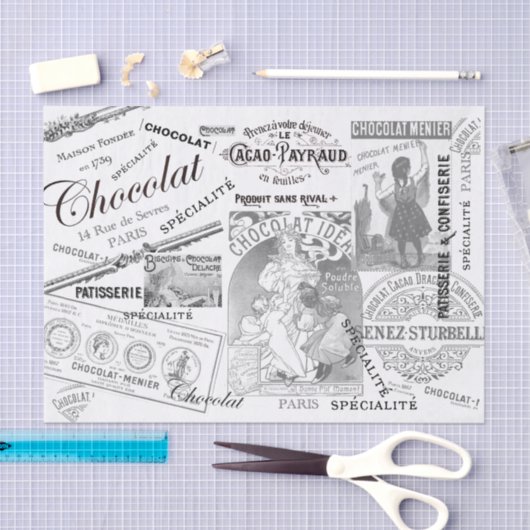 Chocolade French  Advertisement Collage Tissuepapier (Craft)