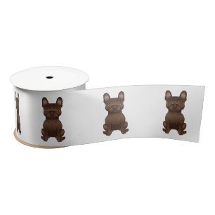 Chocolade French Bulldog / Frenchie Cartoon Dog Satijnen Lint