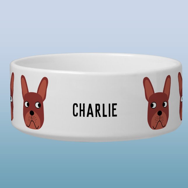 Chocolade French Bulldog Name Voerbakje (Fun personalized name French Bulldog pet food or water bowl)