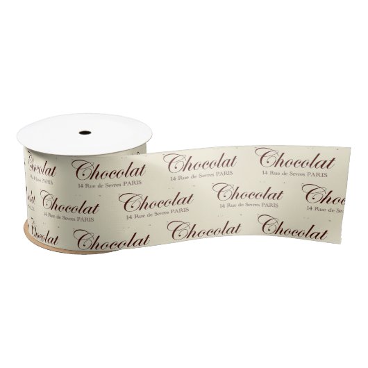 Chocolade French Chocolat Script Paris Ribbon Satijnen Lint (Spoel)