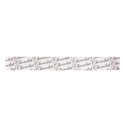 Chocolade French Chocolat Script Ribbon Satijnen Lint (Voorkant)