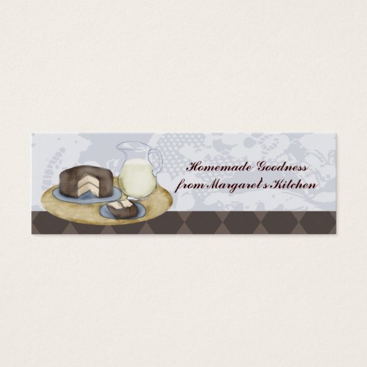 Chocolade frosted cake plak melk bakken cadeau lab mini visitekaartjes (Voorkant)