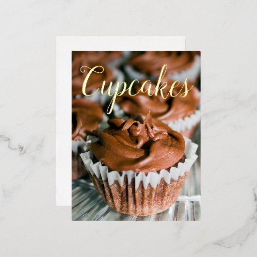 Chocolade Frosted Cupcakes folie Titel Briefkaart (Voorkant / Achterkant)