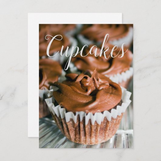 Chocolade Frosted Cupcakes Food Foto blank Terug Briefkaart (Voorkant / Achterkant)
