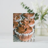 Chocolade Frosted Cupcakes Food Foto blank Terug Briefkaart (Staand voorkant)