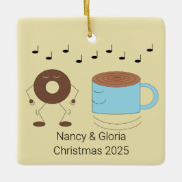 Chocolade Frosted Donut & Coffee Mok Dansen: Keramisch Ornament