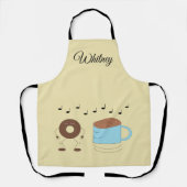 Chocolade Frosted Donut & Coffee Mok Dansen: Schort (Voorkant)