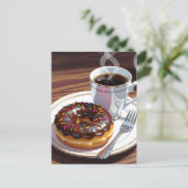 Chocolade Frosted Donut en koffie Briefkaart (Staand voorkant)