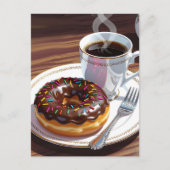 Chocolade Frosted Donut en koffie Briefkaart (Voorkant)
