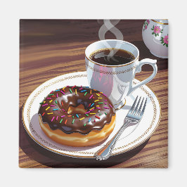 Chocolade Frosted Donut en koffie Magneet