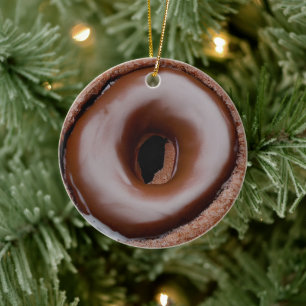 Chocolade Frosted Donut gepersonaliseerd Keramisch Ornament
