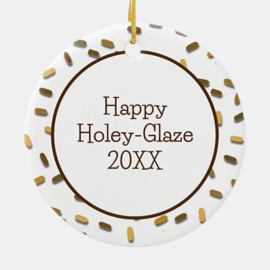 Chocolade Frosted Donut gepersonaliseerd Keramisch Ornament (Achterkant)