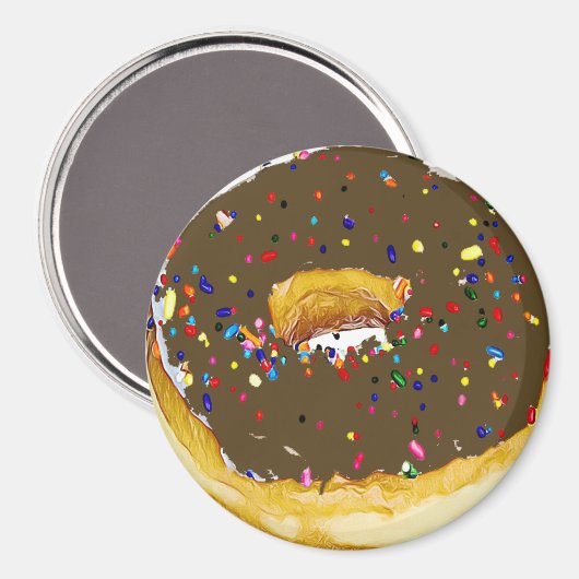 Chocolade Frosted Donut Sprinkles Magnet (Voorkant / Achterkant)