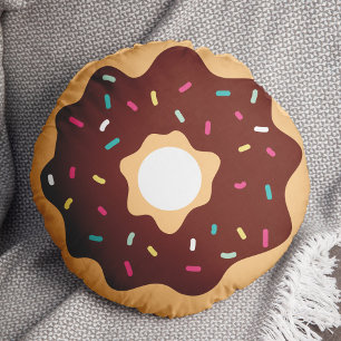 Chocolade Frosted Sprinkles Donut Rond Kussen