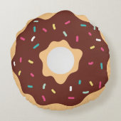 Chocolade Frosted Sprinkles Donut Rond Kussen (Achterkant)