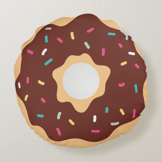Chocolade Frosted Sprinkles Donut Rond Kussen (Achterkant)