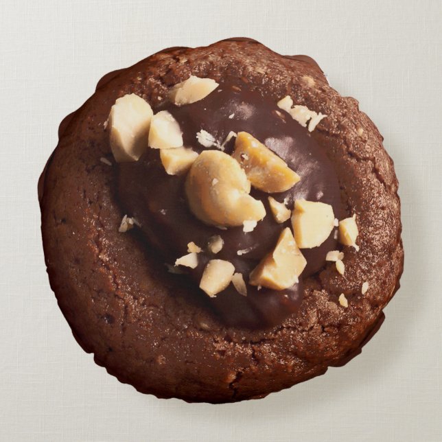 Chocolade Fudge Cookie, Chocolate Brown Rond Kussen (Achterkant)