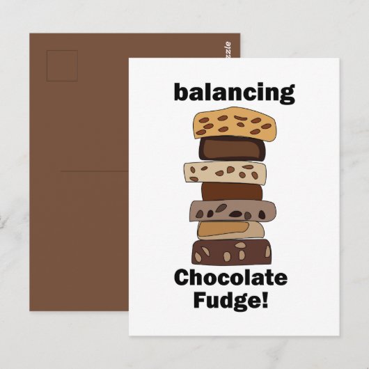 Chocolade Fudge Dessert Balanceren Grappig Briefkaart (Voorkant / Achterkant)