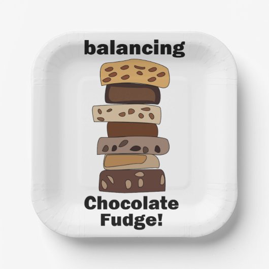 Chocolade Fudge Dessert Evenwichtige Grappige Fees Papieren Bordje (Voorkant)