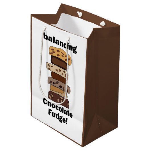 Chocolade Fudge Dessert Evenwichtige Grappige Medium Cadeauzakje (Voorkant Gekanteld)
