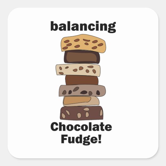 Chocolade Fudge Dessert Evenwichtige Grappige Vierkante Sticker (Voorkant)