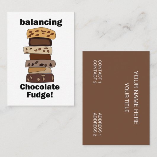 Chocolade Fudge Dessert Evenwichtige Grappige Visitekaartje (Voorkant / Achterkant)