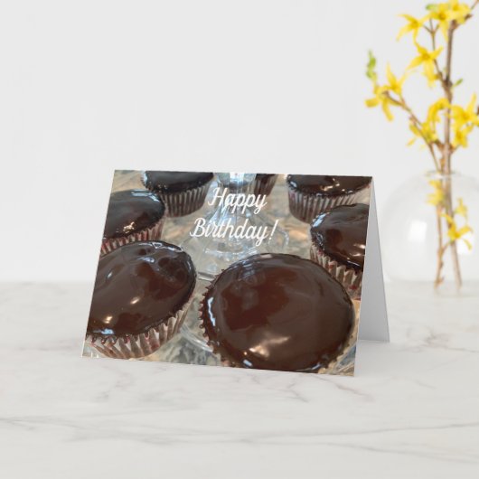 Chocolade Ganache Cupcakes Kaart (Gele Bloem)