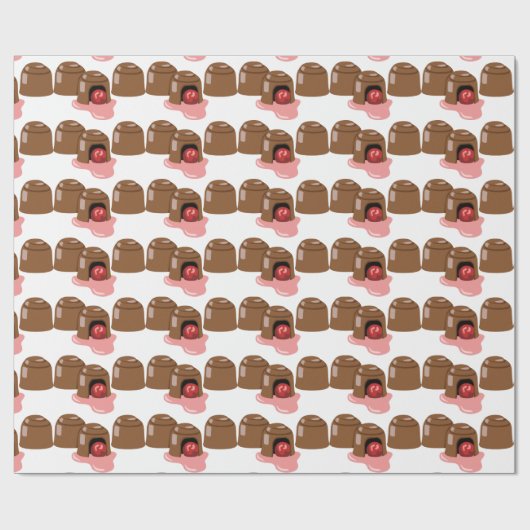 Chocolade-gedekte kersen cadeaupapier (Vlak)