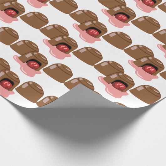 Chocolade-gedekte kersen cadeaupapier (Hoek)