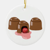 Chocolade-gedekte kersen keramisch ornament (Voorkant)