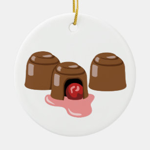 Chocolade-gedekte kersen keramisch ornament