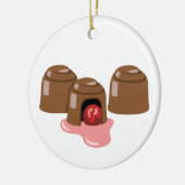 Chocolade-gedekte kersen keramisch ornament (Links)