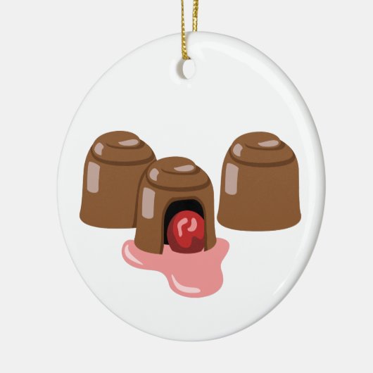 Chocolade-gedekte kersen keramisch ornament (Links)