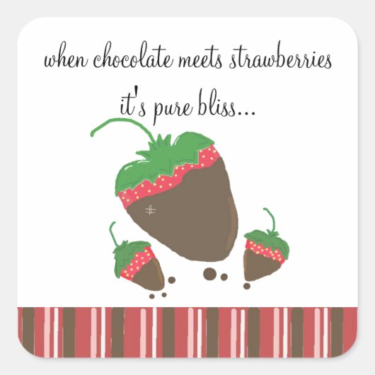 Chocolade Gedompelde Aardbei Zegging Vierkante Sticker (Voorkant)