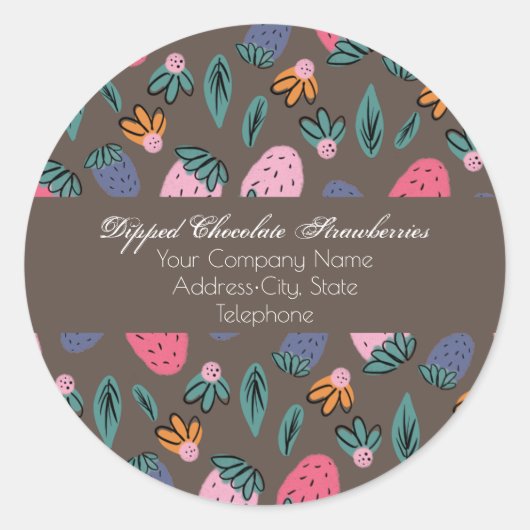 Chocolade Gedompelde Aardbeien Bedrijfsmodel Ronde Sticker (Voorkant)