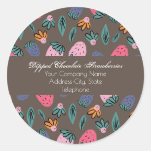 Chocolade Gedompelde Aardbeien Bedrijfsmodel Ronde Sticker