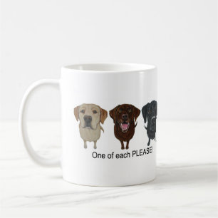 Chocolade, geel en zwart labrador Retriever Koffiemok