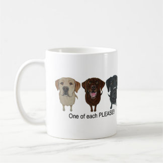 Chocolade, geel en zwart labrador Retriever Koffiemok