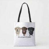 Chocolade, geel en zwart labrador Retriever Tote Bag (Voorkant)