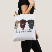 Chocolade, geel en zwart labrador Retriever Tote Bag (Dichtbij)