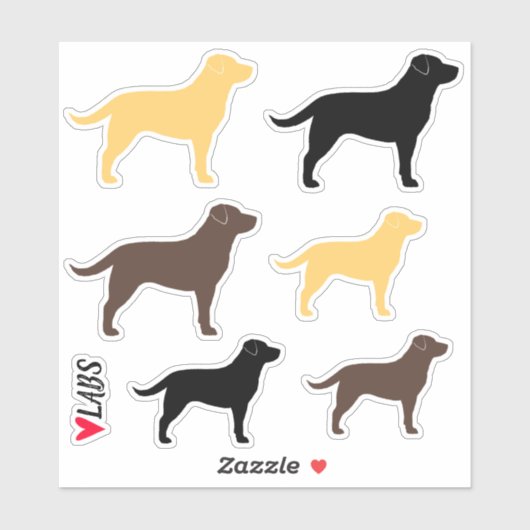 Chocolade, Geel en Zwarte Labradors Sticker Set (Vel)